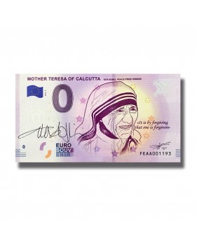 0 EURO SOUVENIR BANKNOTE MOTHER TERESA SIGNED BY ARTIST ALEXIA COPPINI
