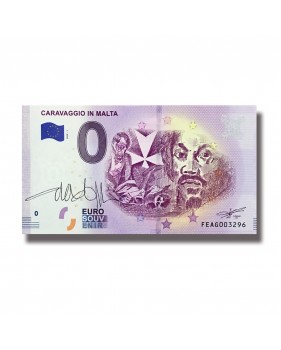 0 EURO SOUVENIR BANKNOTE CARAVAGGIO IN MALTA SIGNED BY ARTIST ALEXIA COPPINI