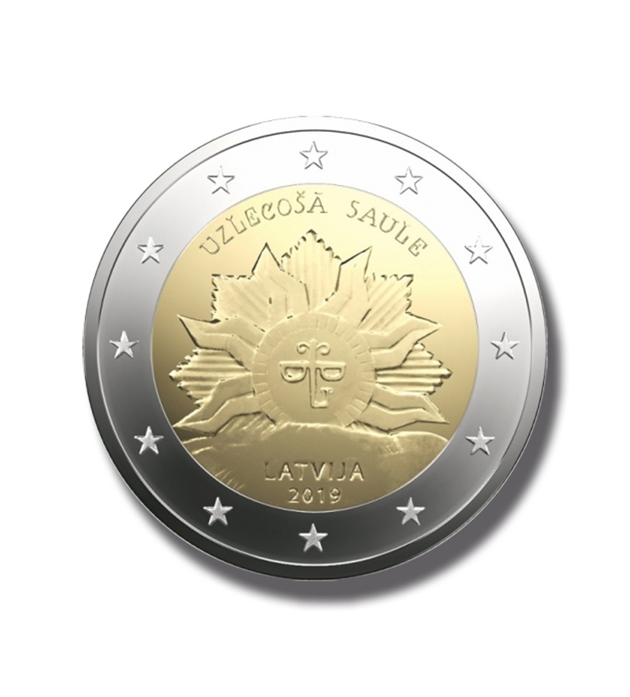 2019 Latvia Rising Sun 2 Euro Coin
