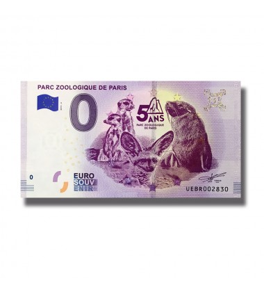 0 EURO BANKNOTE PARC ZOOLOGIQUE DE PARIS FRANCE UEBR 2019-4