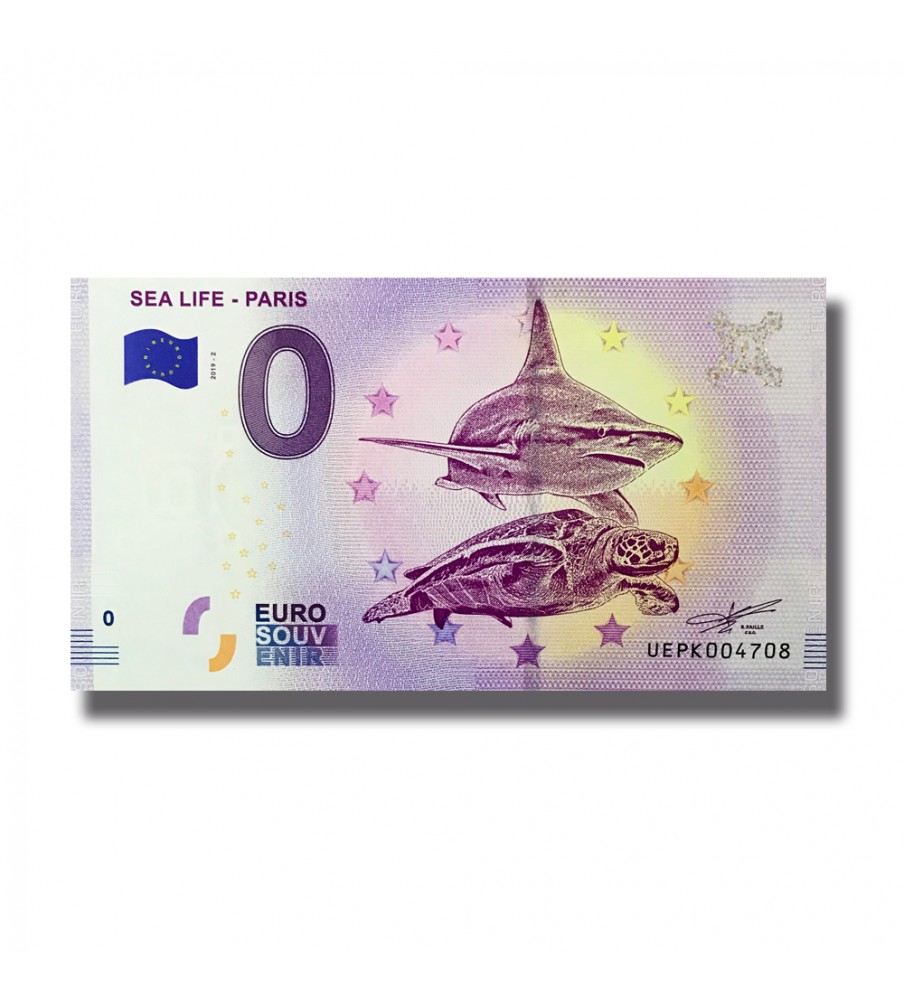 0 EURO BANKNOTE SEA LIFE PARIS FRANCE UEPK 2019-2