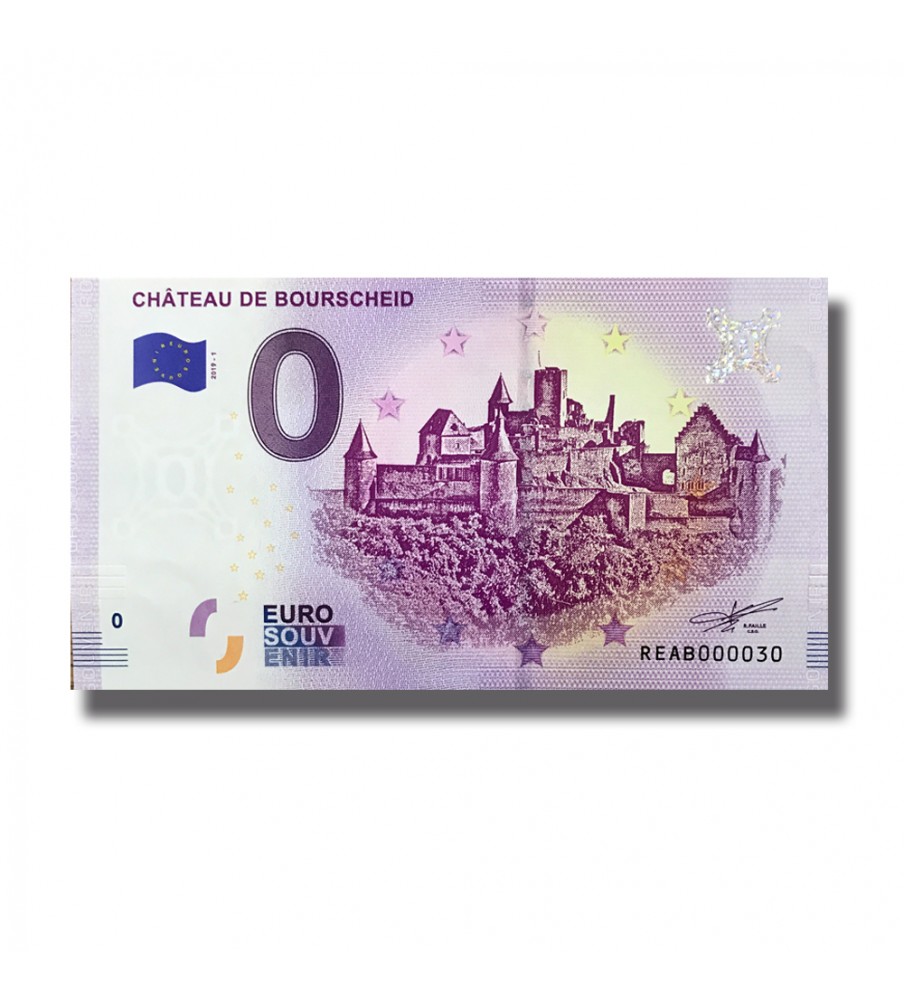 0 EURO BANKNOTE SOUVENIR CHATEAU DE BOURSCHEID LUXEMBOURG REAB 2019-1