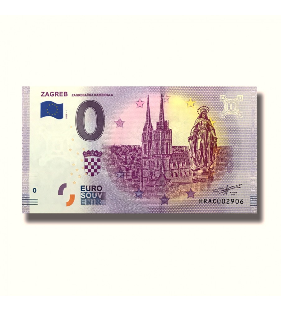 0 EURO BANKNOTE SOUVENIR ZAGREB CROATIA HRAC 2019-1