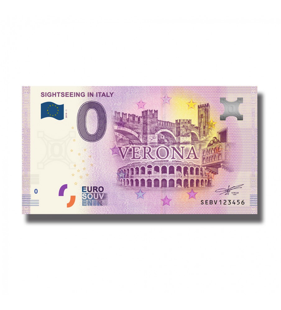 0 Euro Souvenir Banknote Sightseeing Verona Italy SEBV 2019-1