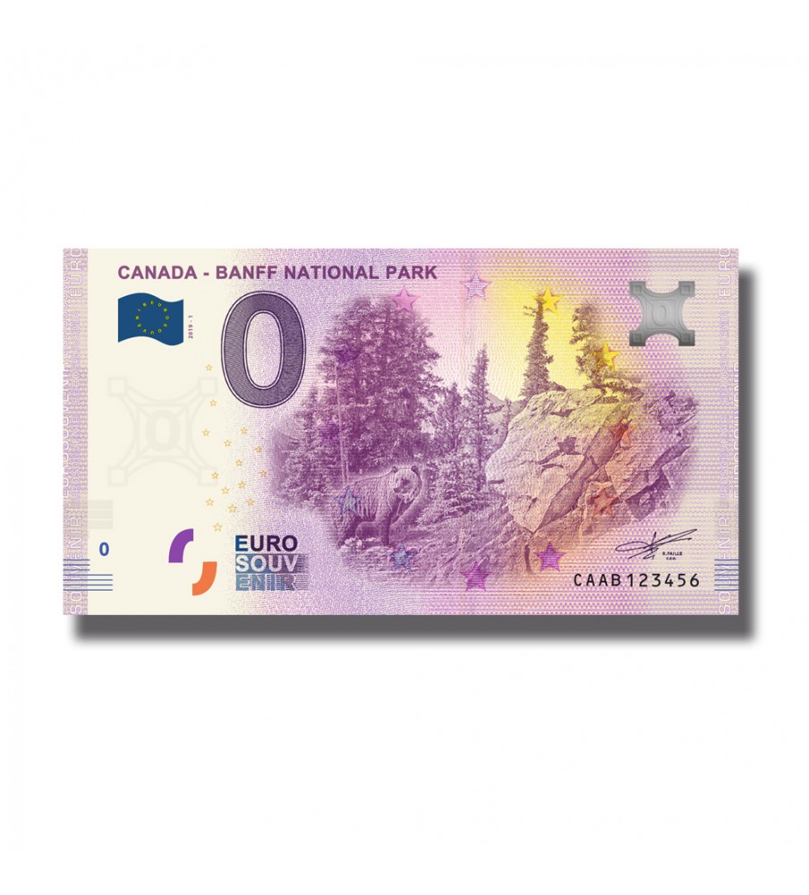 0 EURO SOUVENIR BANKNOTE BANFF NATIONAL PARK CAAB 2019-1