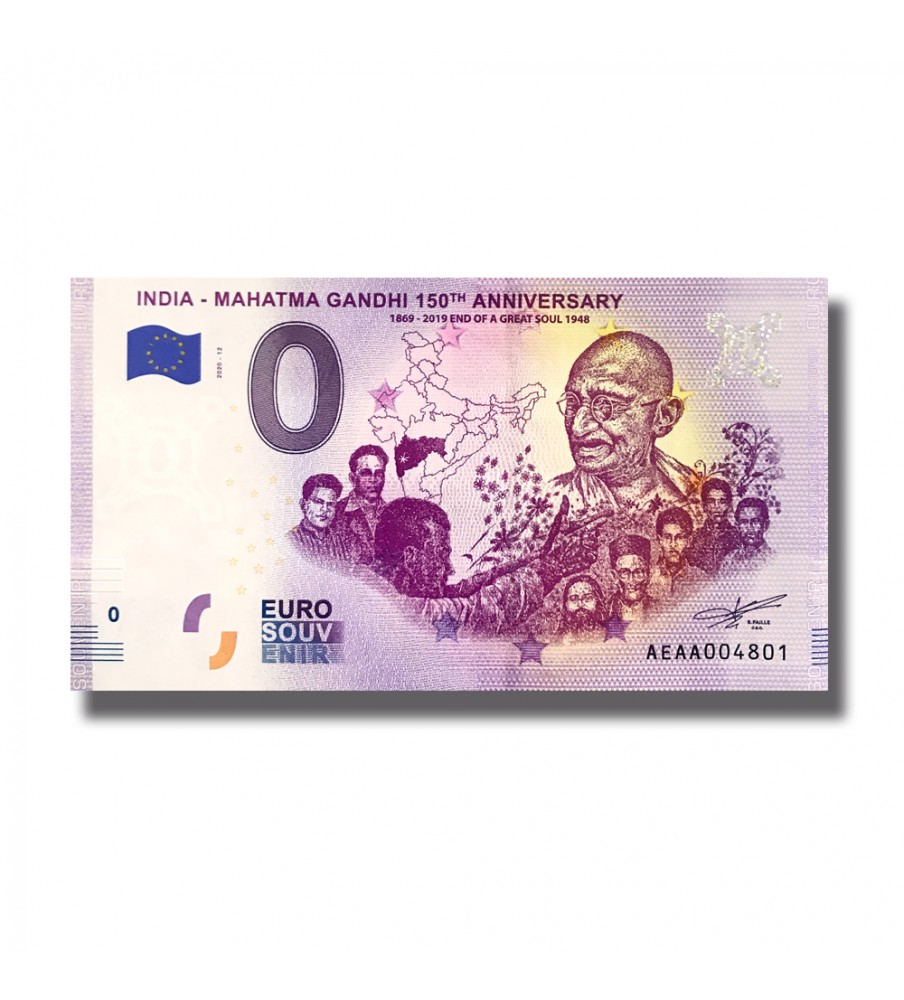 0 Euro Souvenir Banknote Gandhi 150th Anniversary India AEAA 2020-12