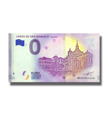 0 EURO SOUVENIR BANKNOTE LARGO DE SAO GONCALO AMARANTE PORTUGAL MEAV 2020-1