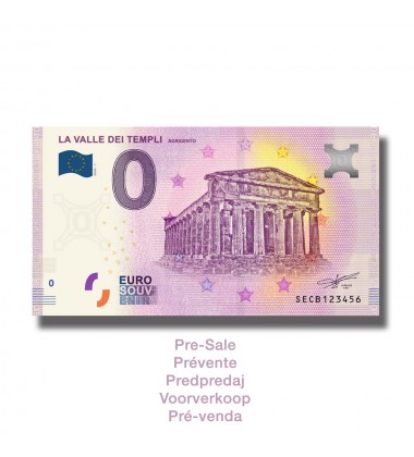 0 EURO SOUVENIR BANKNOTE LA VALLE DE TEMPLI SECB 2020-1