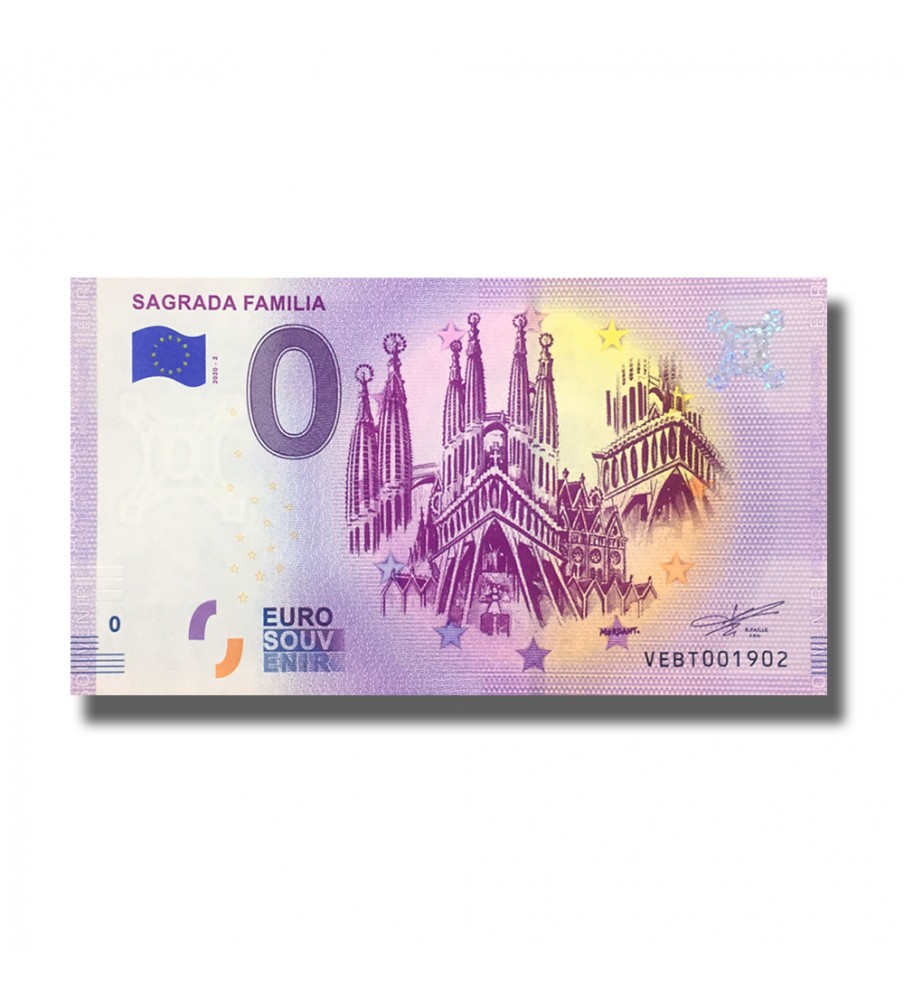 0 EURO BANKNOTE SOUVENIR SAGRADA FAMILIA SPAIN 2020-2