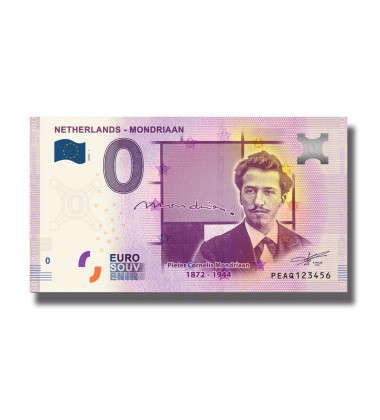 0 Euro Souvenir Banknote Mondriaan Netherlands PEAQ 2020-1