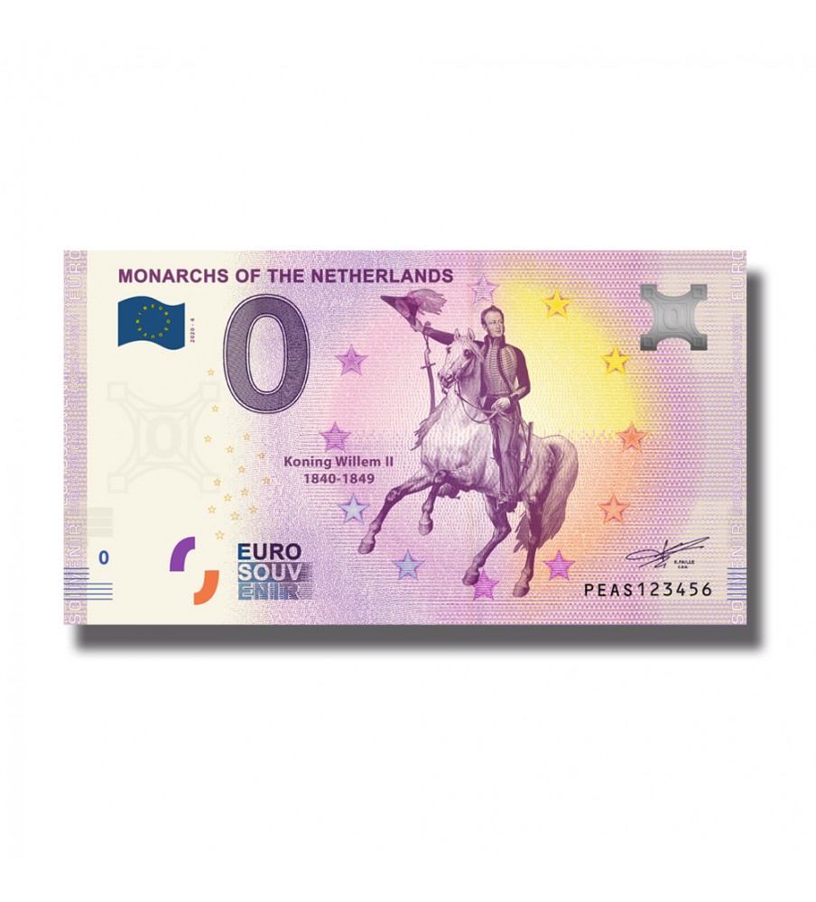 0 Euro Souvenir Banknote Monarchs of The Netherlands PEAS 2020-4