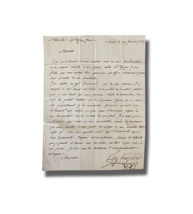 1785 Malta to Marseille 'Roux Freres' 3T Script  Antique Entire Letter  Postal History via Napoli