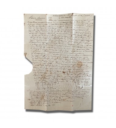 1834 Malta Entire Postal History Letter to Livorno Italy ''MALTA POST OFFICE'' (43mm) Rare