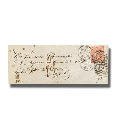 1864 GB Used in Malta Entire Letter Postal History to Italy