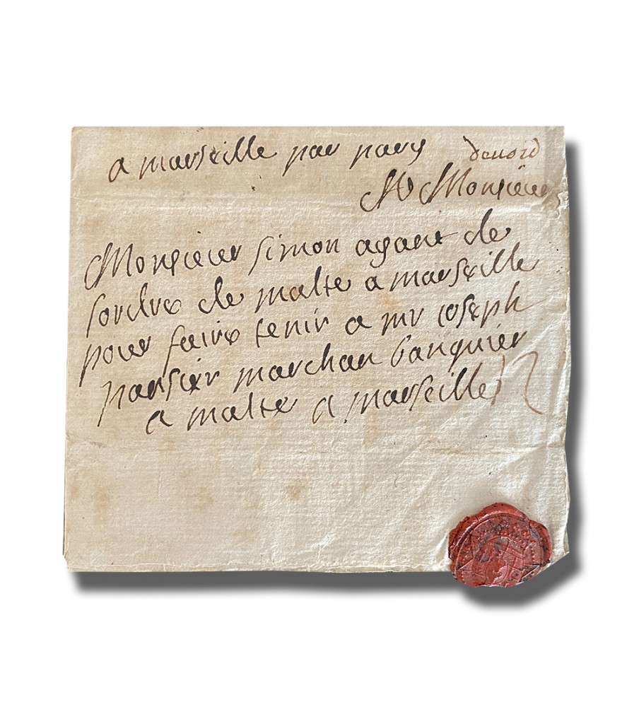 1719 Malta Letter from France Liion Postal History with A Marseille Routing