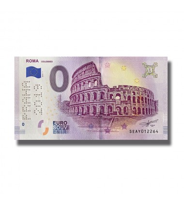 0 EURO SOUVENIR BANKNOTE ROMA COLOSSEO ITALY SEAY PERFORATED PRAHA 2019