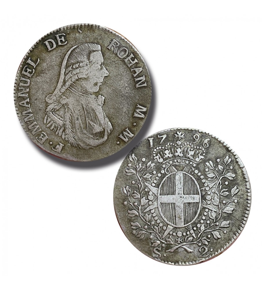 1796 DE ROHAN 2 SCUDI - KNIGHTS OF MALTA SILVER COIN