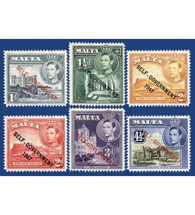 MALTA STAMPS OVERPRINT SELF'GOVERNMENT 1947 NEW COLOURS
