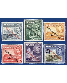 MALTA STAMPS OVERPRINT SELF'GOVERNMENT 1947 NEW COLOURS