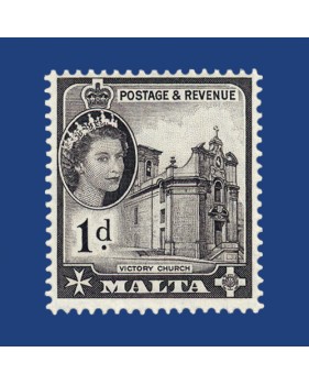 MALTA STAMPS DEFINITIVE 1956 RE-ISSUE 1D BLACK