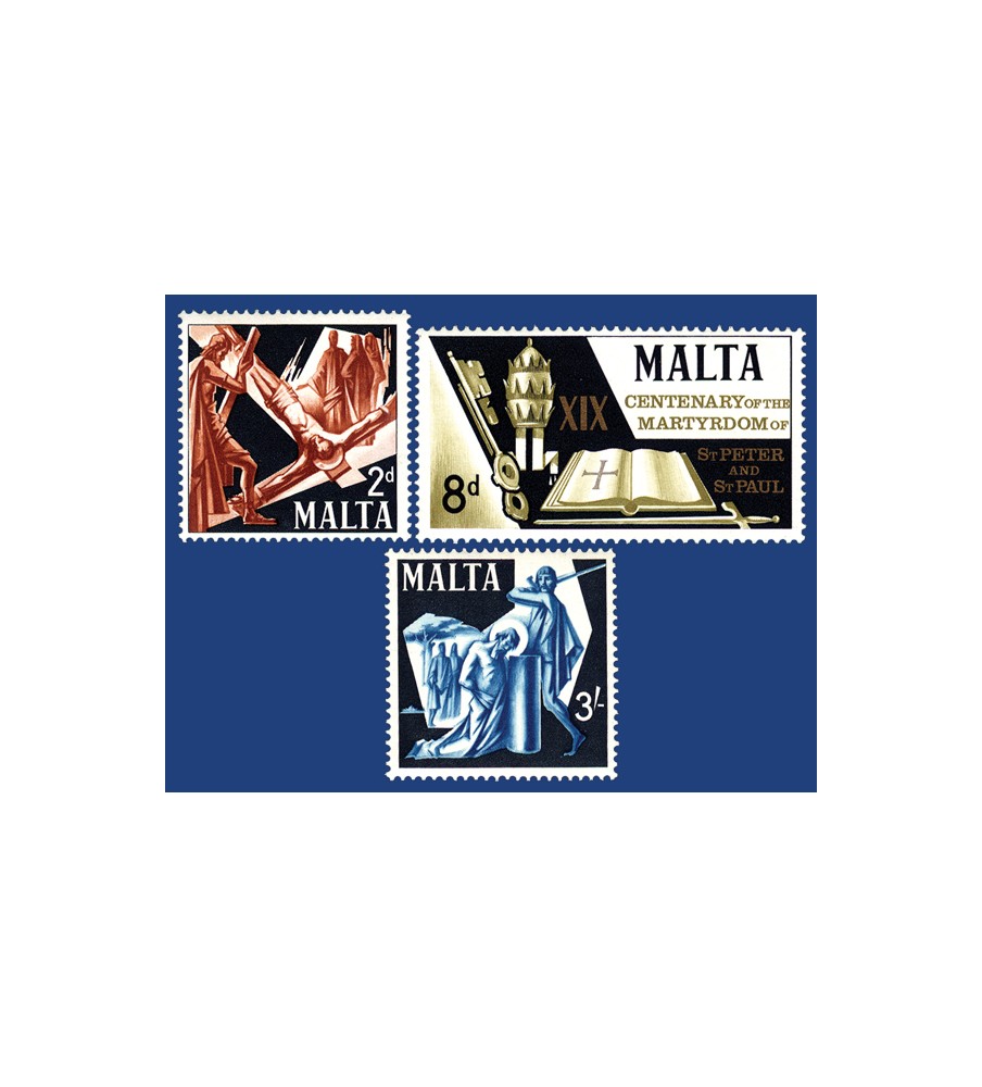 1967 Jun 28 MALTA STAMPS 19TH CENT. OF THE MARTYRDOM OF ST PETER & ST PAUL