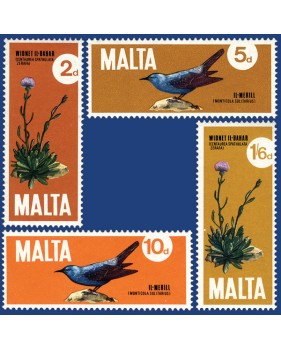 MALTA STAMPS NATIONAL BIRD & PLANT