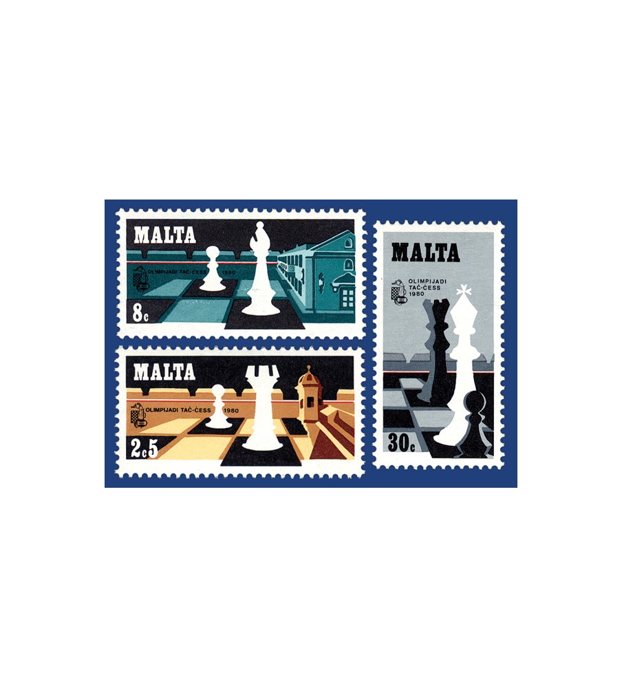 1980 Nov 20 MALTA STAMPS CHESS OLYMPIAD & INT CHESS FED CONGRESS