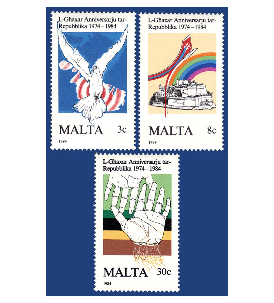 1984 Dec 12 MALTA STAMPS 10TH ANNIVERSARY OF THE REPUBLIC OF MALTA