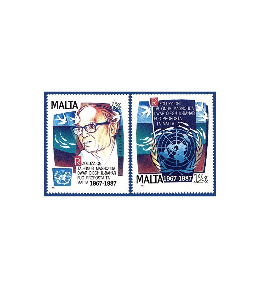 1987 Dec 18 MALTA STAMPS 20TH ANN OF THE U.N. RESOLUTION OF THE SEABED