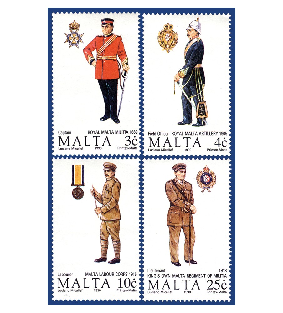 1990 Aug 25 MALTA STAMPS MALTESE UNIFORMS 4TH SERIES