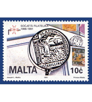 MALTA STAMPS 25TH ANNIVERSARY - THE PHILATELIC SOCIETY