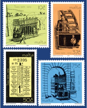 MALTA STAMPS TRAMS