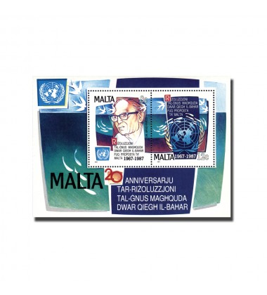 MALTA MINIATURE SHEET 20TH ANN. OF THE U.N. RESOLUTION OF THE SEABED