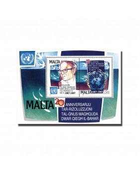 MALTA MINIATURE SHEET 20TH ANN. OF THE U.N. RESOLUTION OF THE SEABED