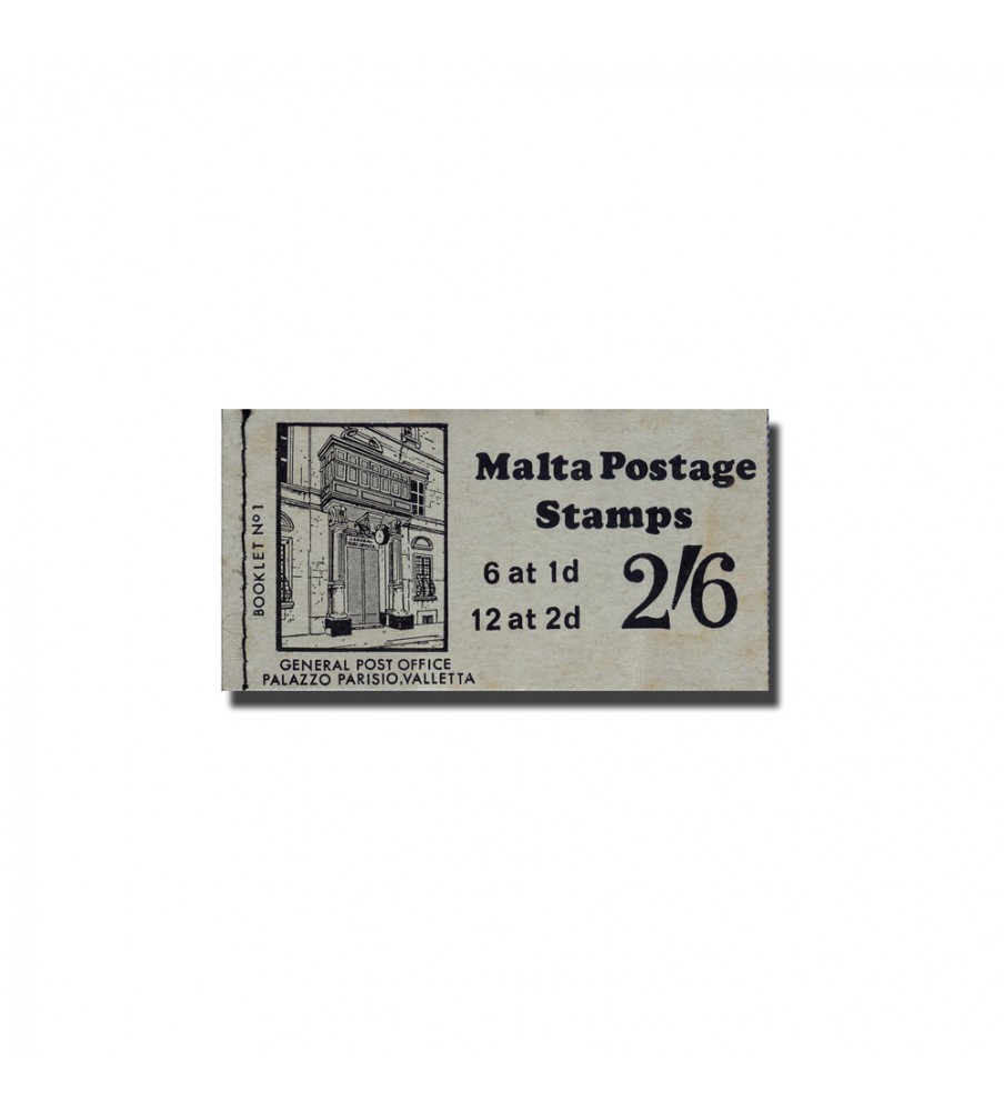 1970 May 16 Malta  Stamp Booklets Slate Grey Cover 2 Panes of 2d & 1 of 1d  (panes of 6)