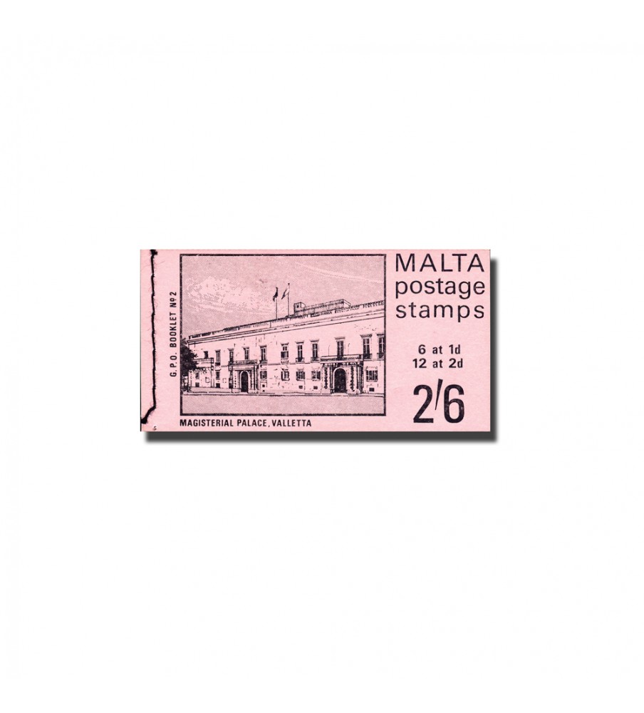 1970 May 18 Malta  Stamp Booklets Pink Cover 2 Panes of 2d & 1 of 1d (panes of 6)