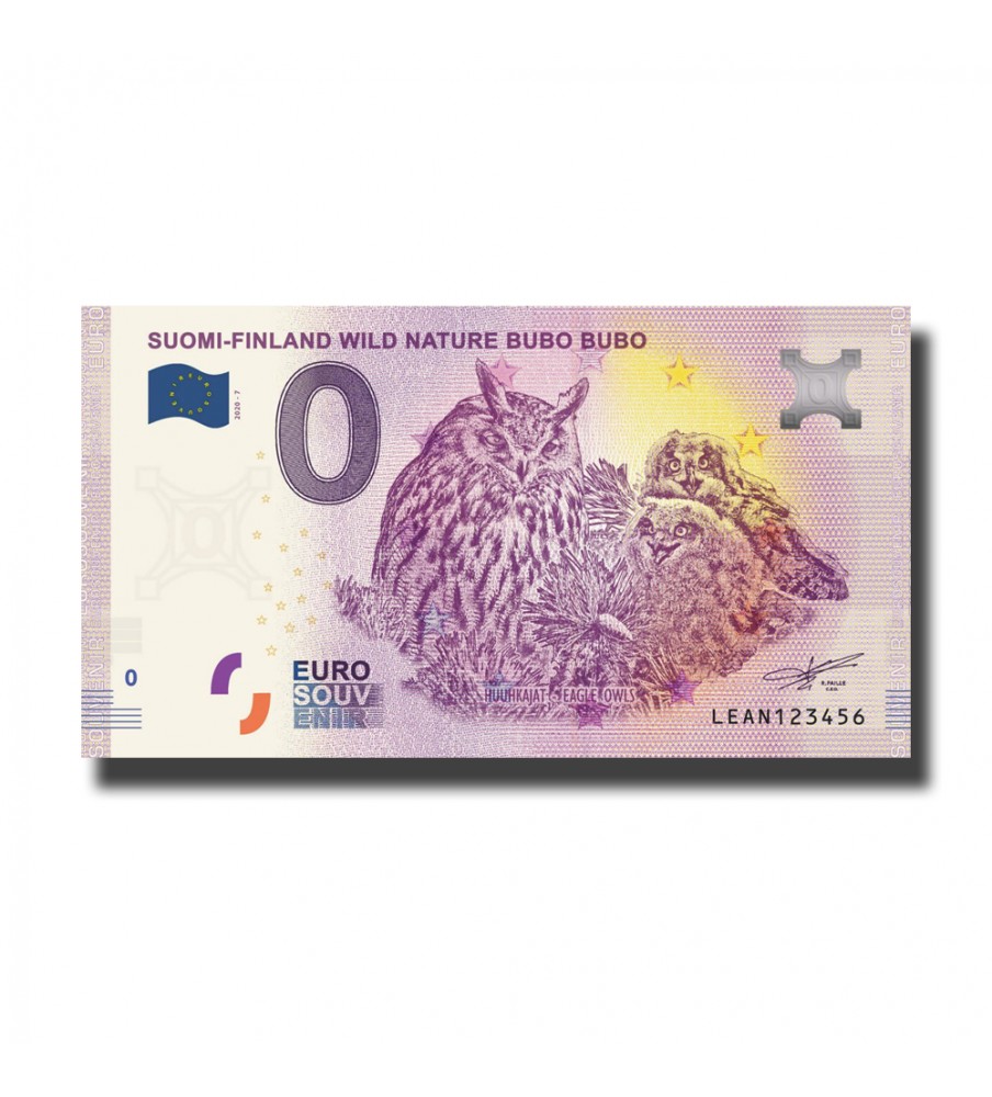 0 Euro Souvenir Banknote WILD NATURE BUBO BUBO Finland LEAN 2020-7