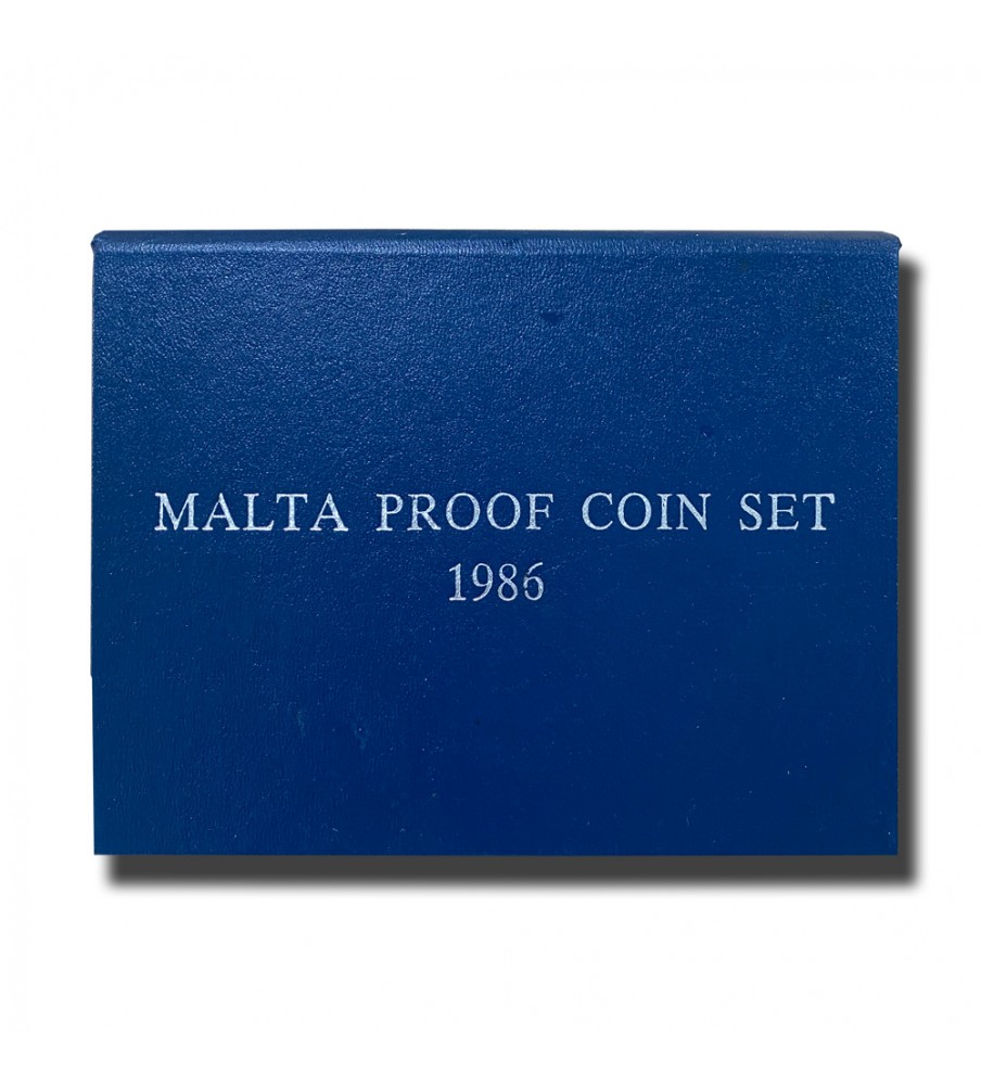 1986 MALTA DECIMAL COIN SET - LEATHER CASE PROOF COPPER NICKEL