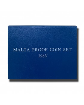 1986 MALTA DECIMAL COIN SET - LEATHER CASE PROOF COPPER NICKEL