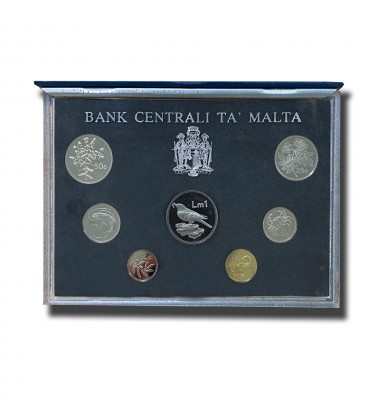 1986 Malta Decimal Coin Set - Leather Case Proof Copper Nickel