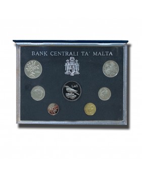 1986 MALTA DECIMAL COIN SET - LEATHER CASE PROOF COPPER NICKEL