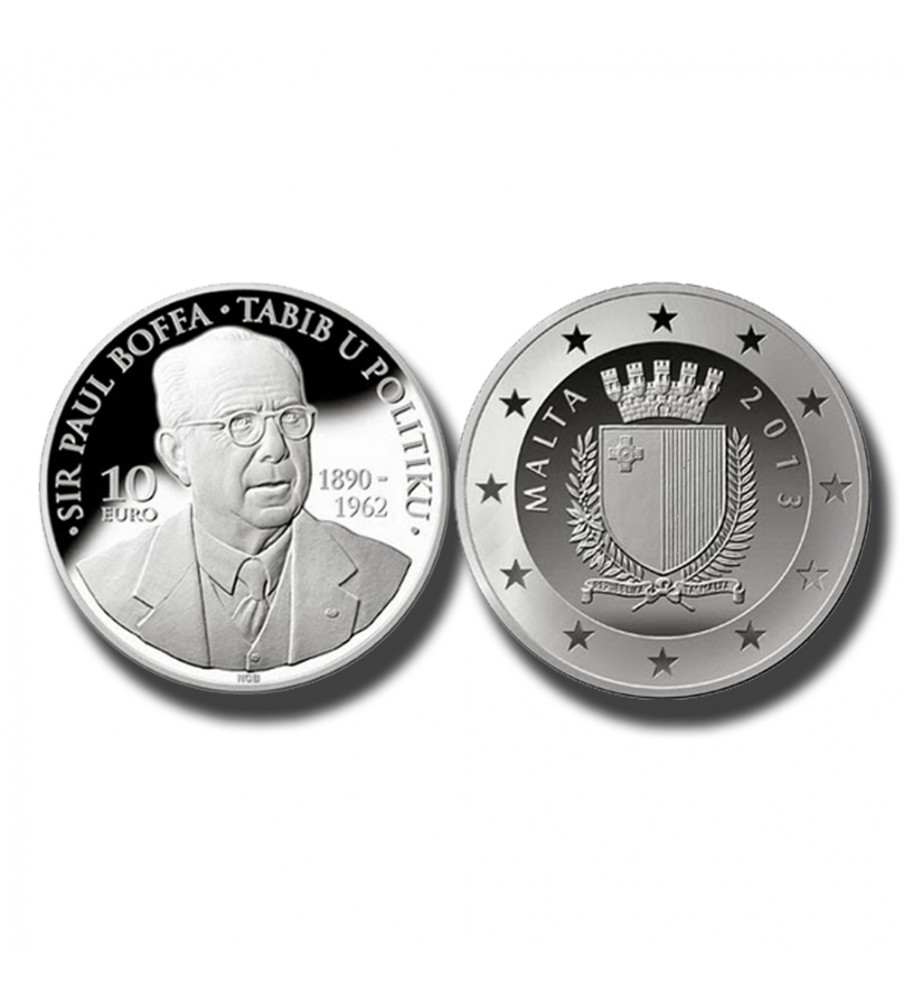 2013 Malta - Lm10 Sir Paul Boffa Commemorative Silver Coin Proof Silver