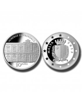 2013 MALTA - LM10 AUBERGE DE PROVENCE COMMEMORATIVE SILVER COIN PROOF S