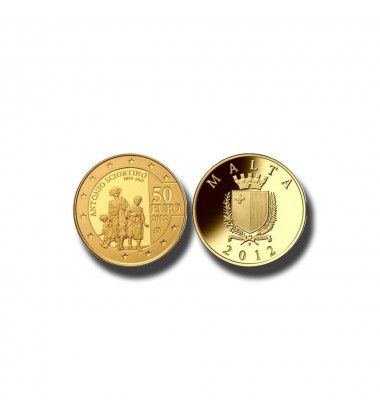 2012 MALTA - €50 ANTONIO SCIORTINO  COMMEMORATIVE GOLD COIN PROOF GOLD