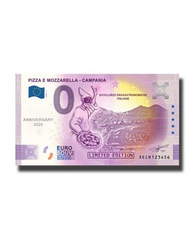 ANNIVERSARY 0 EURO SOUVENIR BANKNOTE PIZZA E MOZZARELLA CAMPANIA ITALY SECN 2020-1