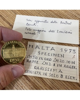 1973 Malta SPECIMEN Coin Set Not Approved Struck in Gold Silver Copper RARE