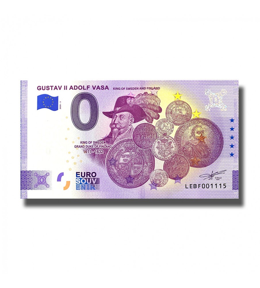 0 Euro Souvenir Banknote Gustave II Adolf VASA Finland LEBF2020-3