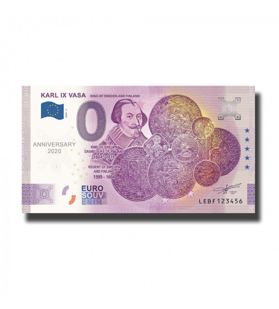 Anniversary 0 Euro Souvenir Banknote KARL IX VASAFinland LEBF 2020-2 Anniversary 0 Euro Souvenir Banknote KARL IX VASAFinland LEBF 2020-2