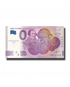 Anniversary 0 Euro Souvenir Banknote KARL IX VASAFinland LEBF 2020-2
