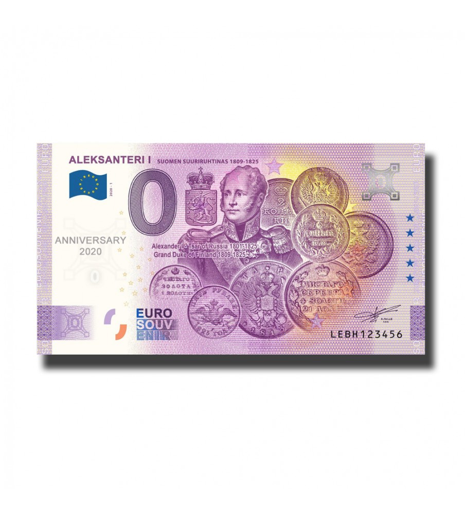 Anniversary 0 Euro Souvenir Banknote Aleksanteri I Finland LEBH 2020-1